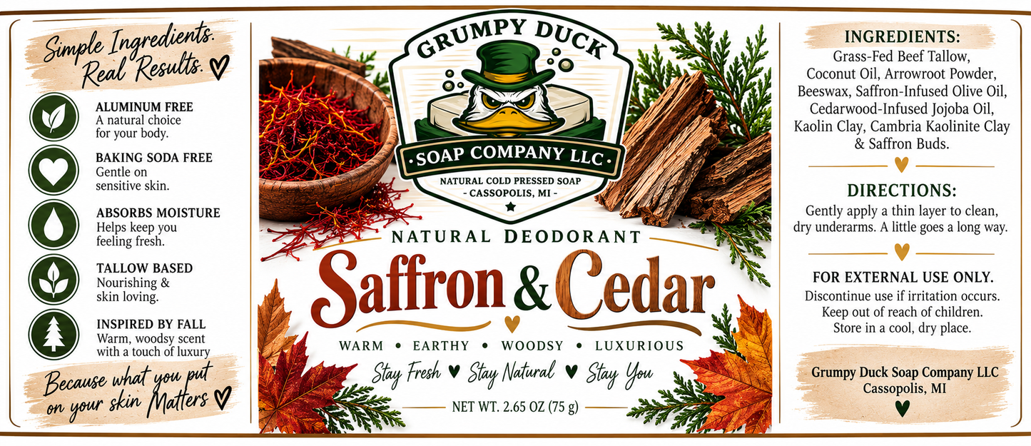 ***Saffron&Cedar Deodorant-Pure Confidence