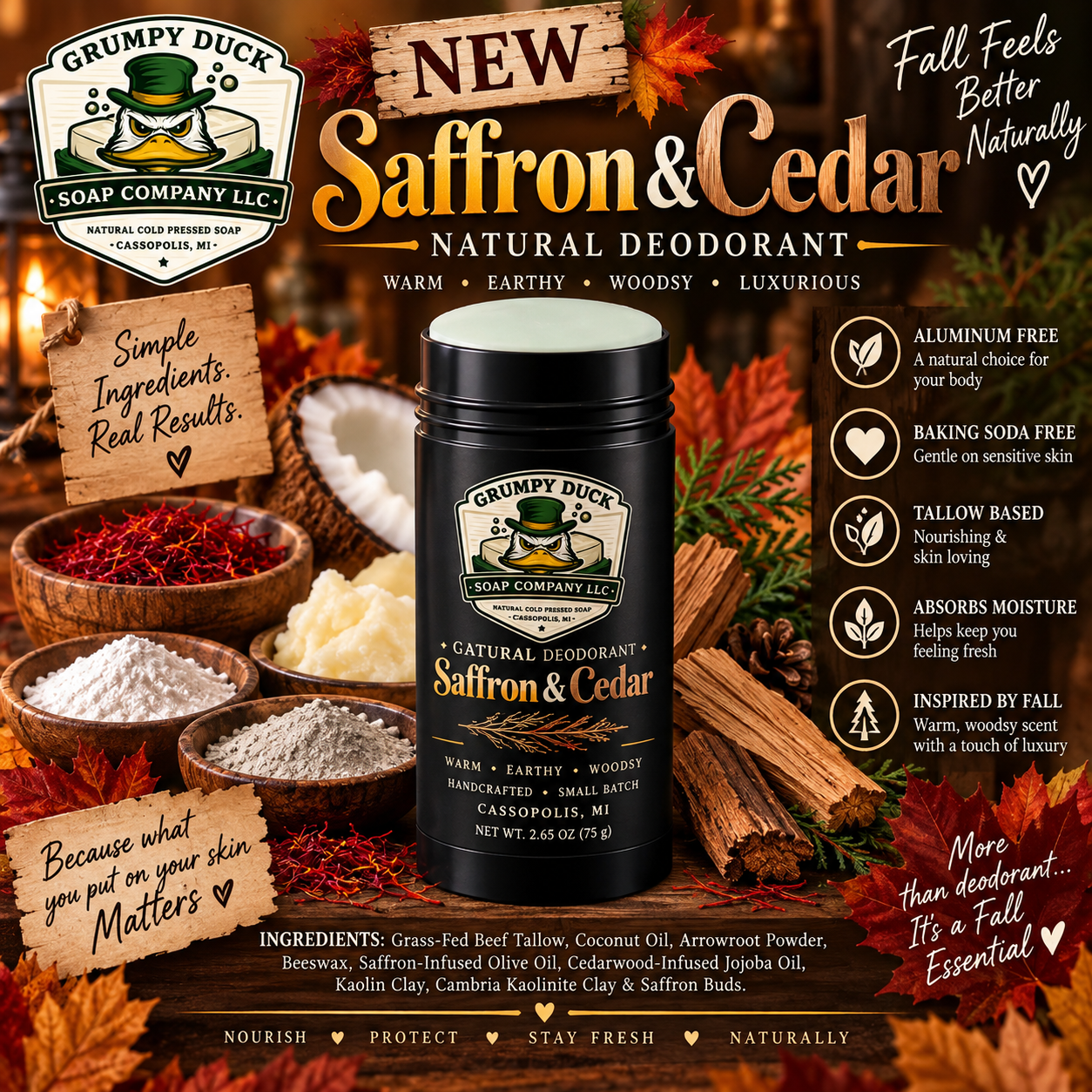 ***Saffron&Cedar Deodorant-Pure Confidence